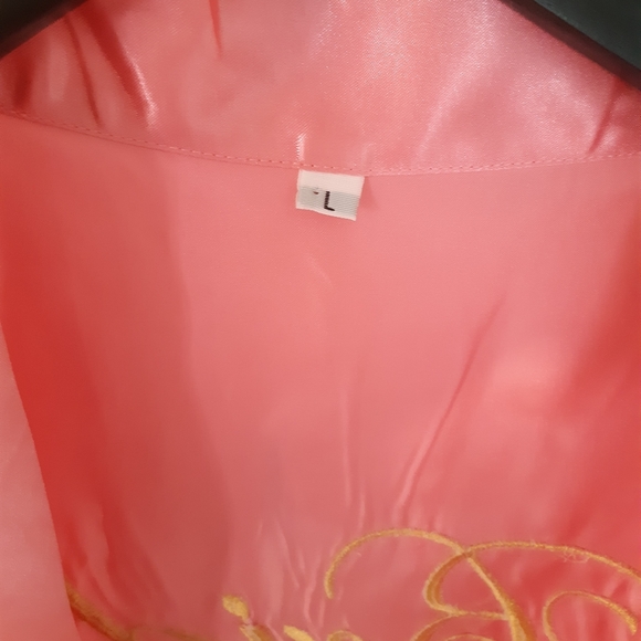 Bride Pink Satin Kimono Robe - Picture 7 of 9